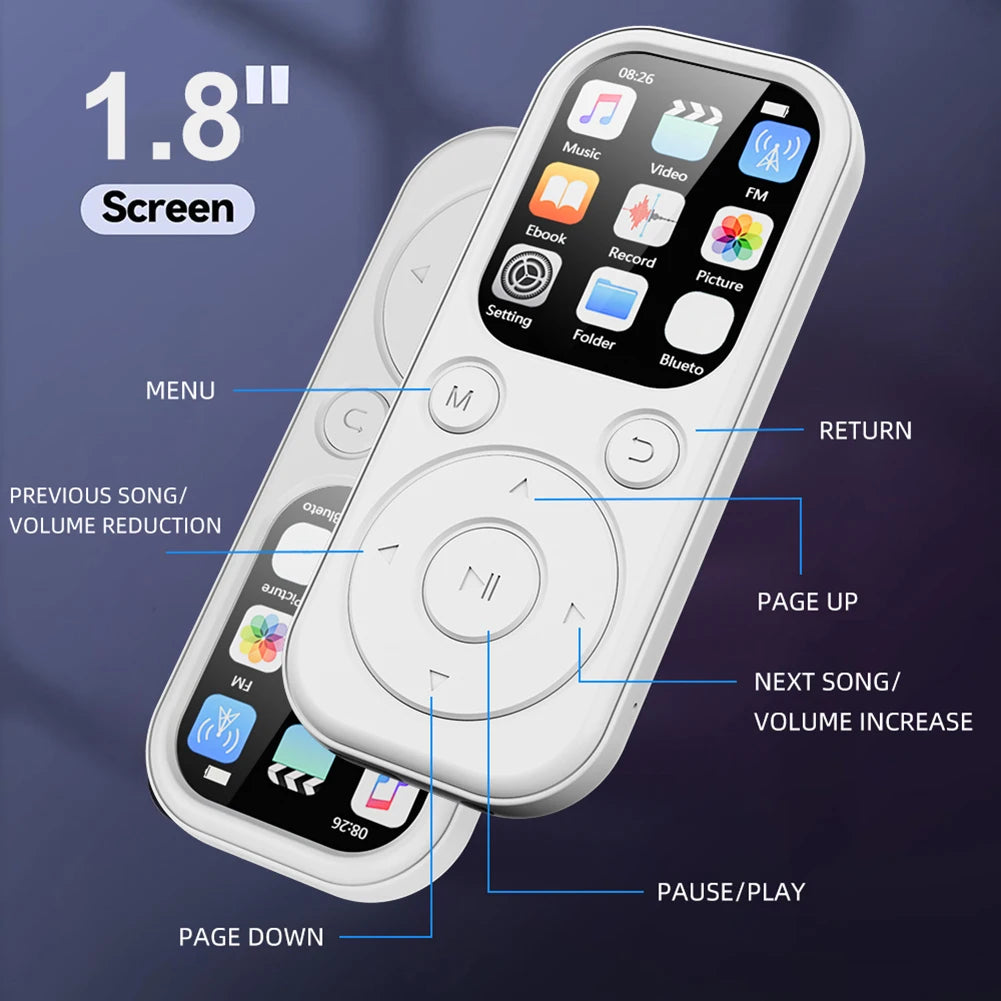 MP3 MP4 Player HiFi Lossless Music Player 2.01 Inch IPS Screen Bluetooth 5.4 Portable MP3 Player FM E-book Recorder