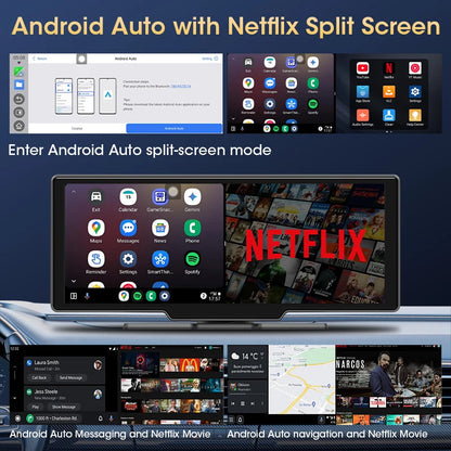 JMCQ Universal 10.26" Android WIFI Car Multimedia Player Bluetooth Wireless Carplay auto Monitor Screen for YouTube for Netflix