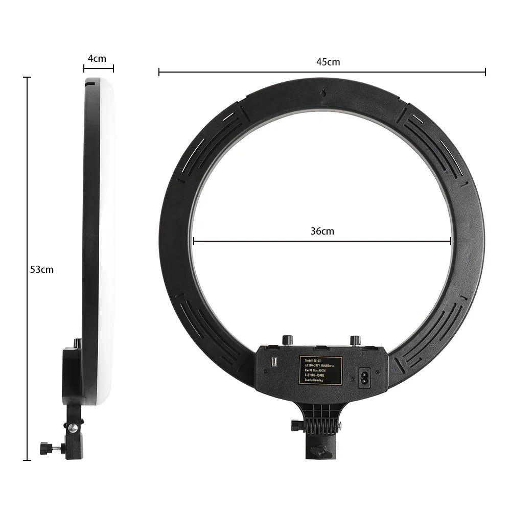 18 Inch 45cm Selfie RGB Ring Light with Tripod Usb Rechargeable LED Light, Dimmable, for Photo Studio