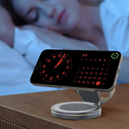 Wireless Charging Station Anti-Skid Adjustable Charging Dock Zinc Alloy Phone Watch Charging Stand With 360 Rotation Design