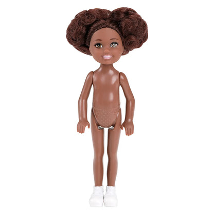 15cm BJD Dolls Shoes Multiple Movable Joints 1/12 3D Simulated Eye Dark Skin Hinge Doll Girl's DIY Dress Up Birthday Gifts Toys