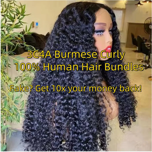 250 3C4A Burmese Curly Human Hair Wigs Curls 13x6 13x4 HD Transparent Lace Frontal Wig For Women Burmese Curly Full Lace Wigs Merit Sell