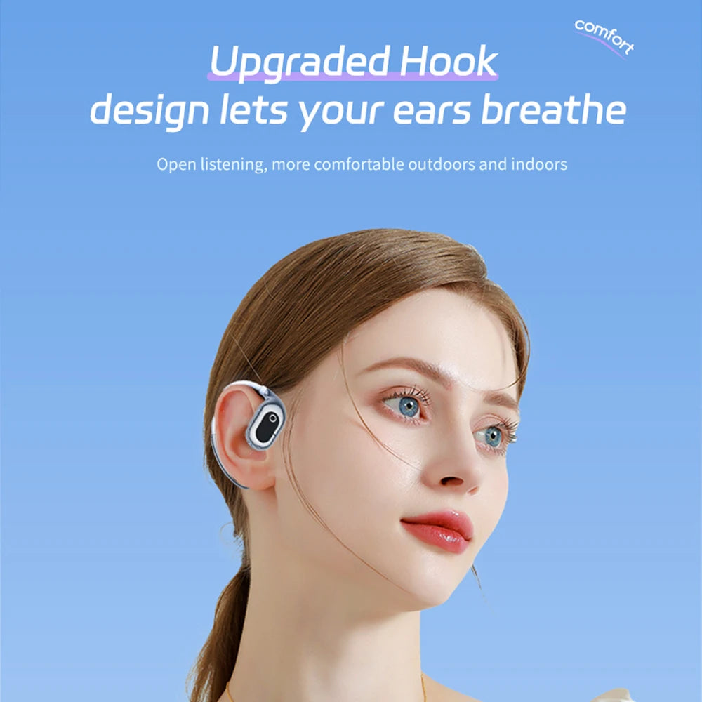 Bluetooth 5.4 Ear Hook Earphones TWS Smart Voice Open-Ear Earbuds Wireless Noise Canceling Translation Earbud For Travel Learn