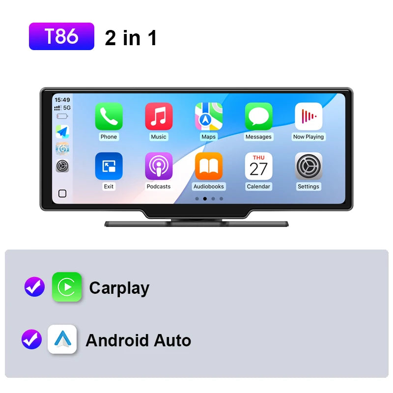 JMCQ Universal 10.26" Android WIFI Car Multimedia Player Bluetooth Wireless Carplay auto Monitor Screen for YouTube for Netflix