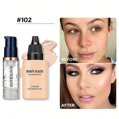 2Pcs Makeup Set Primer & Foundation Matte Velvet Waterproof Foundation Long Lasting Portable Makeup Travel Makeup Set
