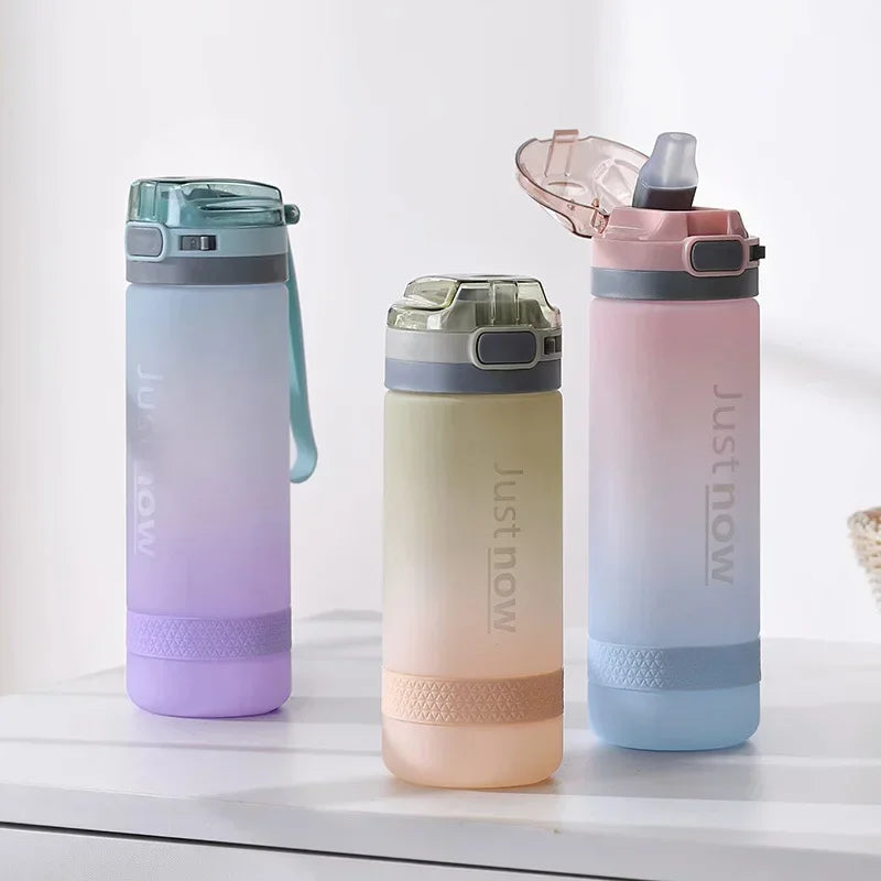 500ml/600ml New Fashion Water Bottle With Straw Free Portable Outdoor Sports Cute Drinking Plastic