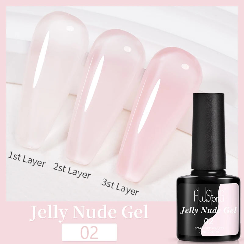 AWStorG 15ML Fiber Builder Nail Gel In A Bottle UV Semi Permanent Clear Pink Nail Strengthener Extension Construction Gel