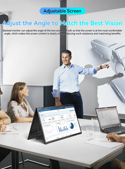 UPERFECT 18.5”100HZ Delta Portable Dual TouchScreen Monitor FHD HDR 360°Rotation Folding Triple Screen Laptop Display Extender