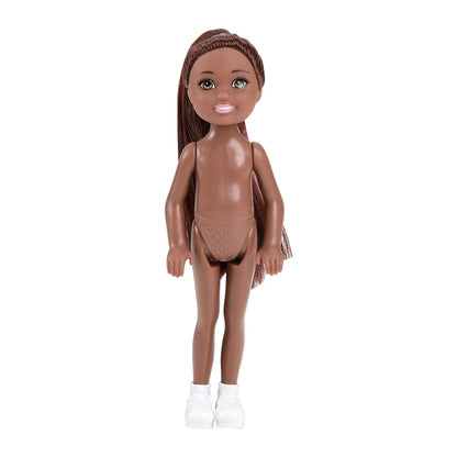 15cm BJD Dolls Shoes Multiple Movable Joints 1/12 3D Simulated Eye Dark Skin Hinge Doll Girl's DIY Dress Up Birthday Gifts Toys