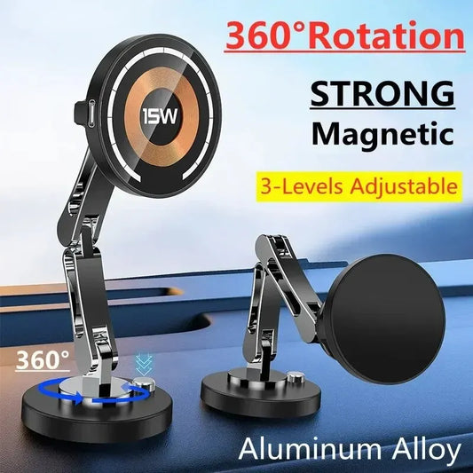 Magnetic Car Wireless Charger Stand Magnet Car Mount Fast Charging Station Phone Holder Bracket For Macsfae iPhone 15 14 13 12 - Merit Sell