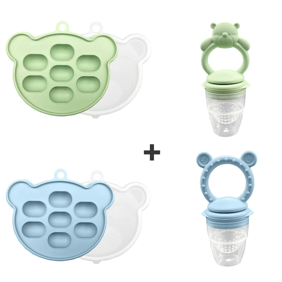Baby Koala Fruit Feeder Set Food Supplement Feeder BPA Free Silicone Nursing Feeding Freezer Tray Tableware Fresh Food Feeder