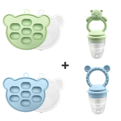 Baby Koala Fruit Feeder Set Food Supplement Feeder BPA Free Silicone Nursing Feeding Freezer Tray Tableware Fresh Food Feeder
