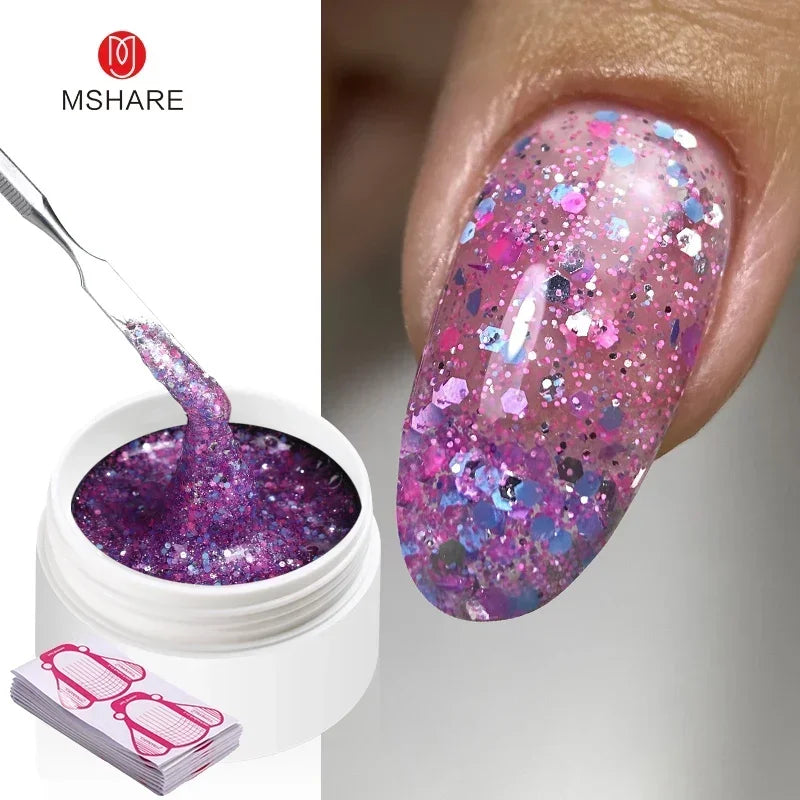 MSHARE 50ML Self Leveling Extension Nail Gel Set UV Led Construction Gel For Manicure Extend French Nail Art Build Nail - Merit Sell