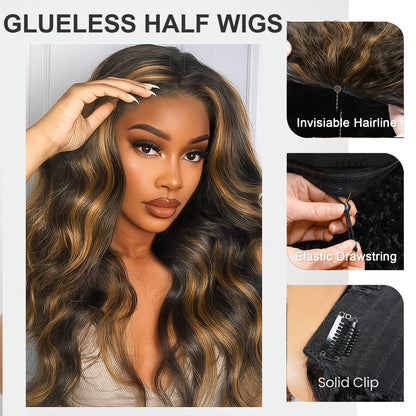 1B30 Gradient color Half wig Human Hair Body Wave Loose Wave Full Machine Made Body wave human hair wigs For Women