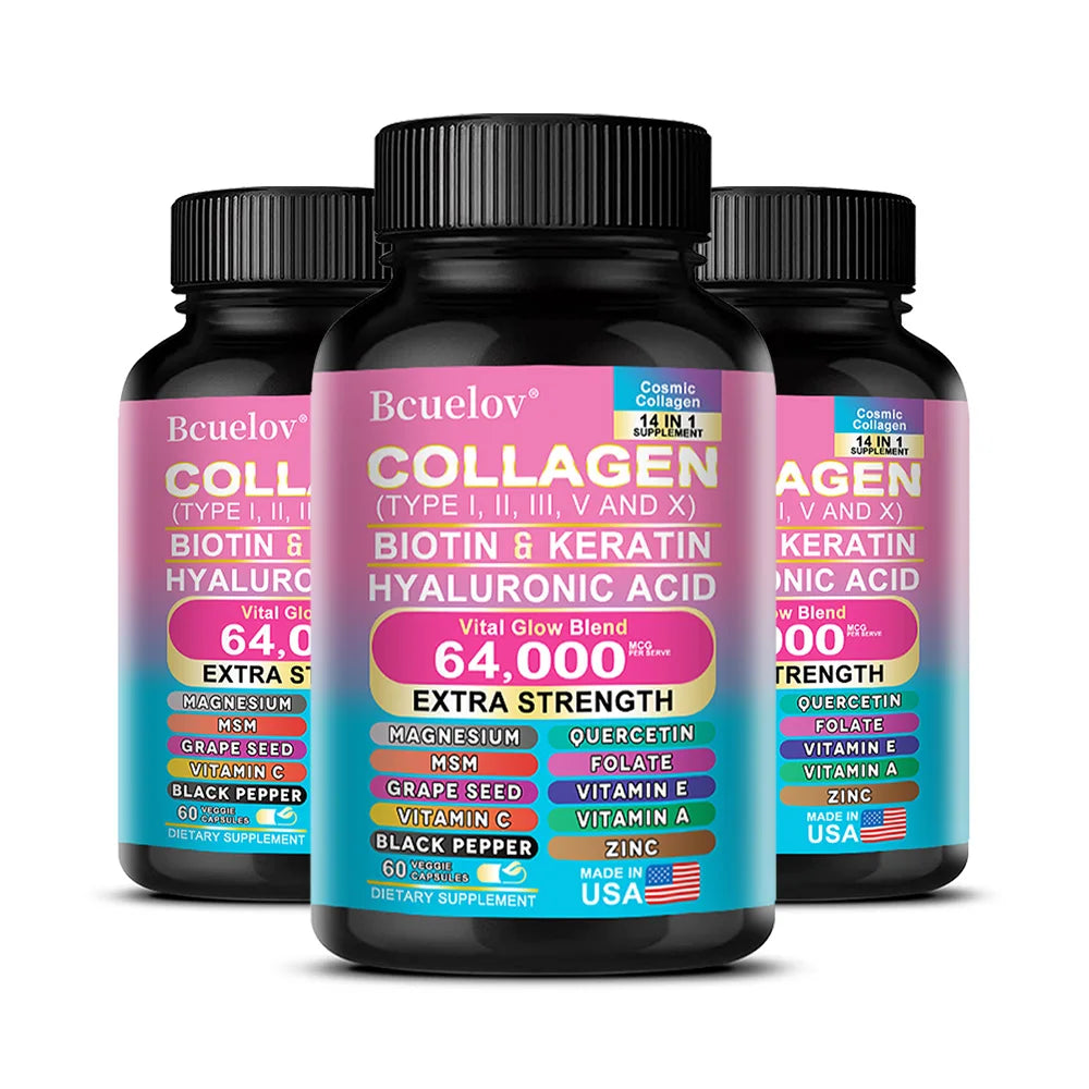 Collagen Peptide Capsules - Hair, Nail, Skin, and Joint Health Supplements, Boosts Energy, Tightens Skin, Antioxidant