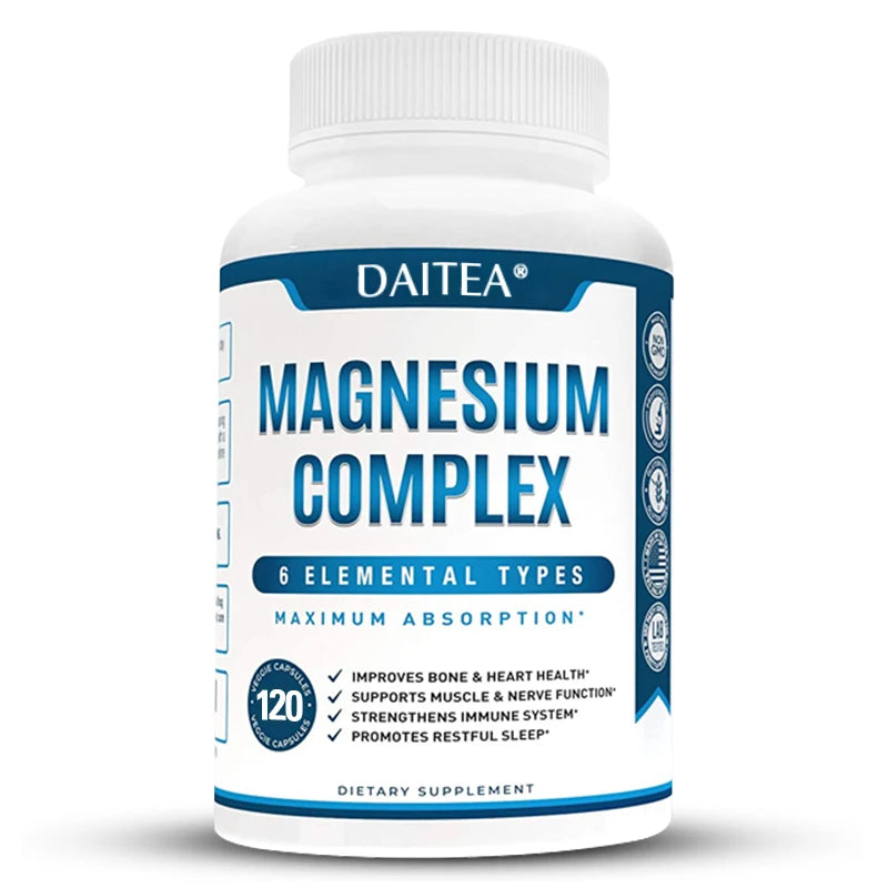 Daitea Magnesium Complex Capsules - Mobility and Flexibility Supplement, Cardiovascular Health, Sleep, Muscle Relaxation, Stress