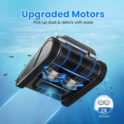 Cordless Robotic Pool Cleaner, Pool Vacuum for Inground Pools with 4 Motors, Wall & Waterline Cleaning, 300min Battery Life