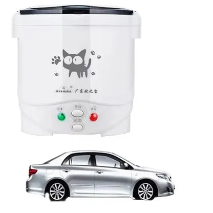 1L Car Mini Rice Cooker Multi-function Electric Water Food Heater Machine Lunch Box Warmer 2 Persons For Home Car SUV Truck
