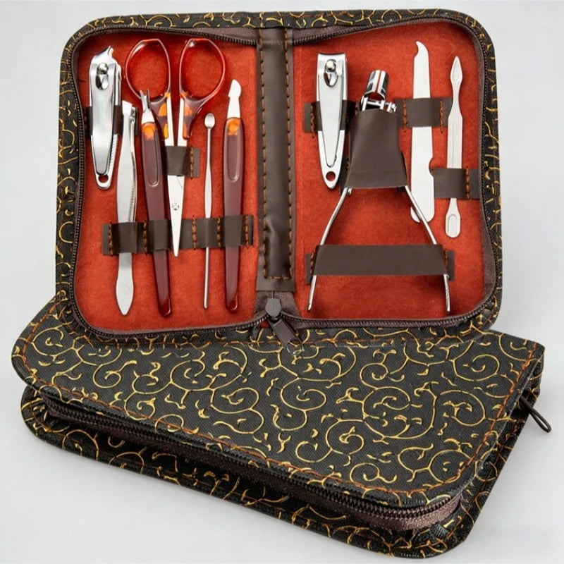 10pcs/set Professional Nail Clippers Trimmer Kit Manicure Care Tools Set for Home Salon Use