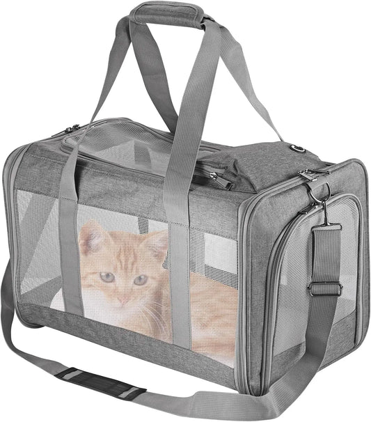 Dog Carrier,Cat Carrier Airline Approved Soft Pet Carrier with Breathable Honeycomb Board,Removable Support Board for Car,