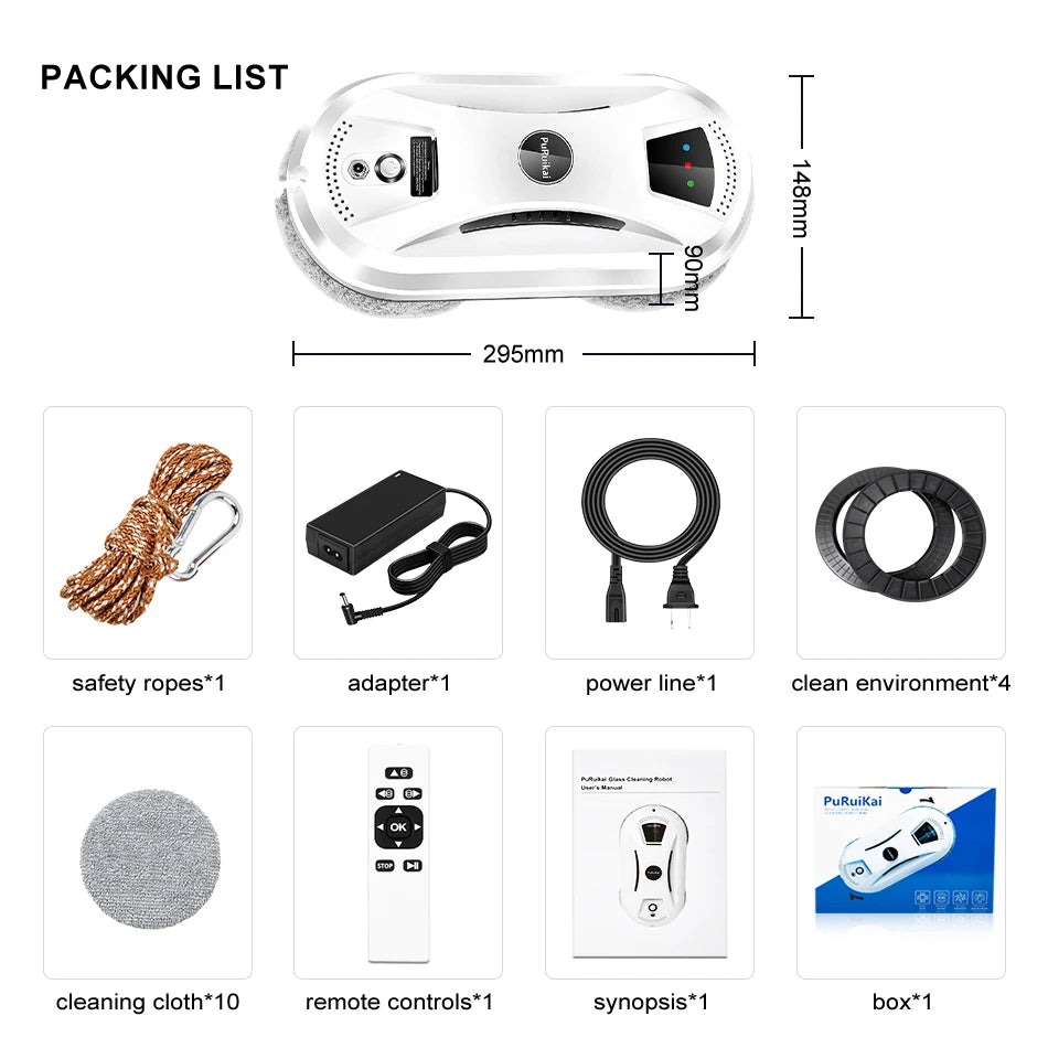 PuRuiKai Ultra thin Robot vacuum cleaner window cleaning robot window electric glass limpiacristales remote control for home - Merit Sell
