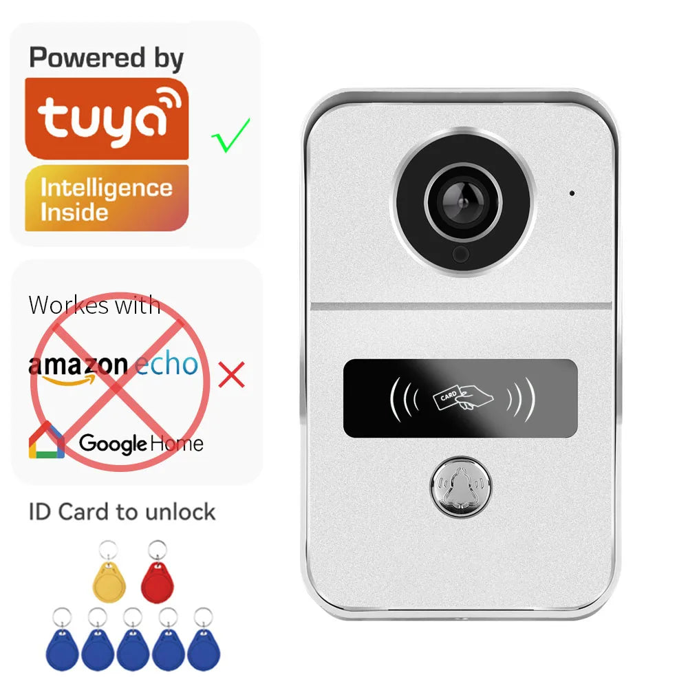 Tuya App 2.4G Wifi Wireless 1080P HD Video Doorbell Doorphone Villa Intercom Remote Door Lock Unlock Module 12V POE Connection