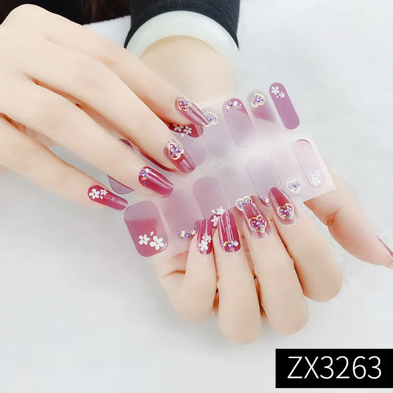 3D Waterproof Nail Art Stickers Self-Adhesive Fashion Colorful Manicure Decal UV LED Lamp Need Gel Nail Decals Nail Decoration