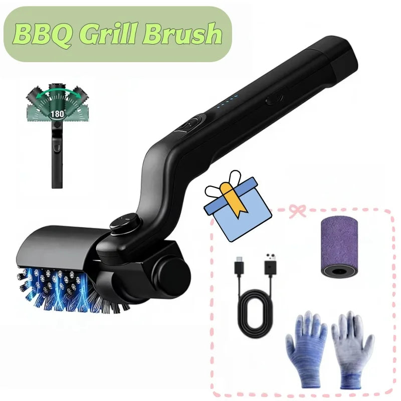 BBQ Grill Brush 3-Speed Settings Electric Grill Brush,180° Adjustable Head,90 Mins Grill Cleaner for Outdoor Griddles Smokers