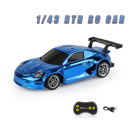 Mini Toy 1/43 Scale RC Racing Difting Car 2.4G RTR with LED lights Remote Control Electric High Speed Car Model Gifts for Boys