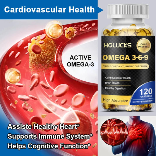 Omega 3 6 9 Fish Oil Capsules, High EPA DHA Formula,  Maintain Cardiovascular Health, Support Brain Memory Joint Care, for Adult