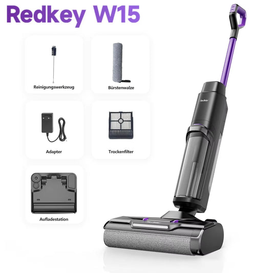 Redkey W15 Cordless Wet Dry Vacuum Cleaner 3 in1 , Self-Washing Self Propelled, 0.2in Edge Cleaning, Powerful Suction
