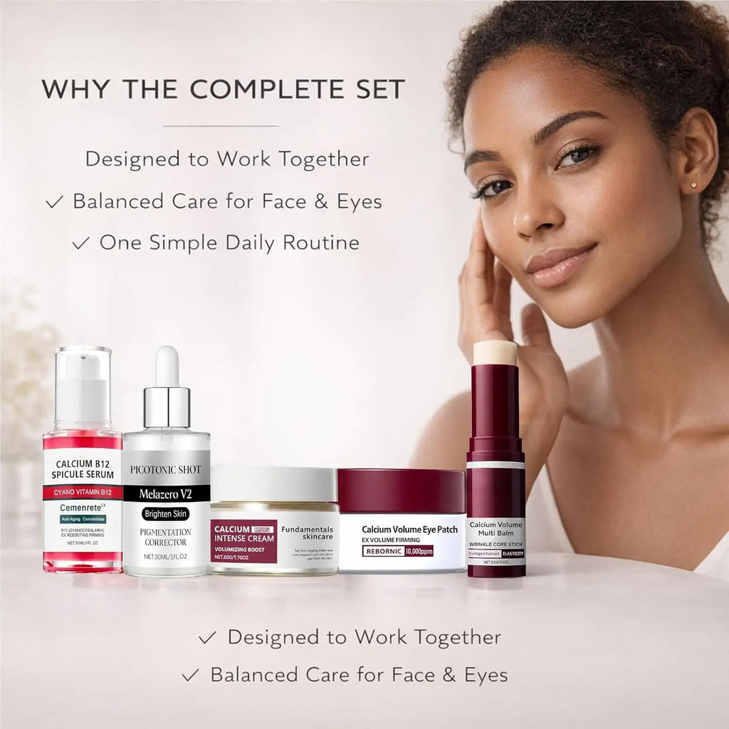 Care Skin Set with Calcium Multi Balm Stick – Gentle Firming & Moisture Routine for Smooth, Comfortable-Looking Skin, Daily Use
