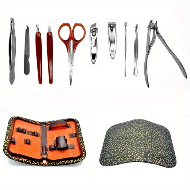 10pcs/set Professional Nail Clippers Trimmer Kit Manicure Care Tools Set for Home Salon Use