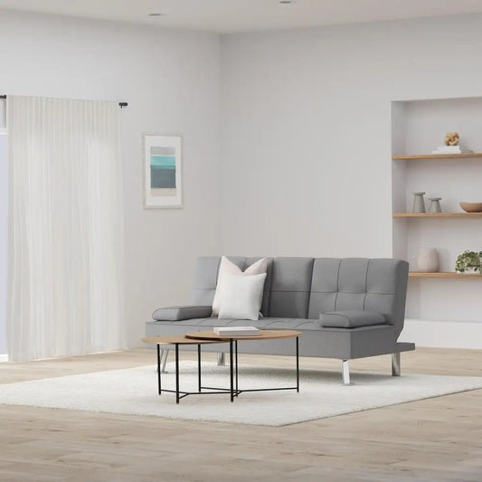 Reclining Sofa Bed with Removable Armrests and 2 Cupholders, Gray Merit Sell
