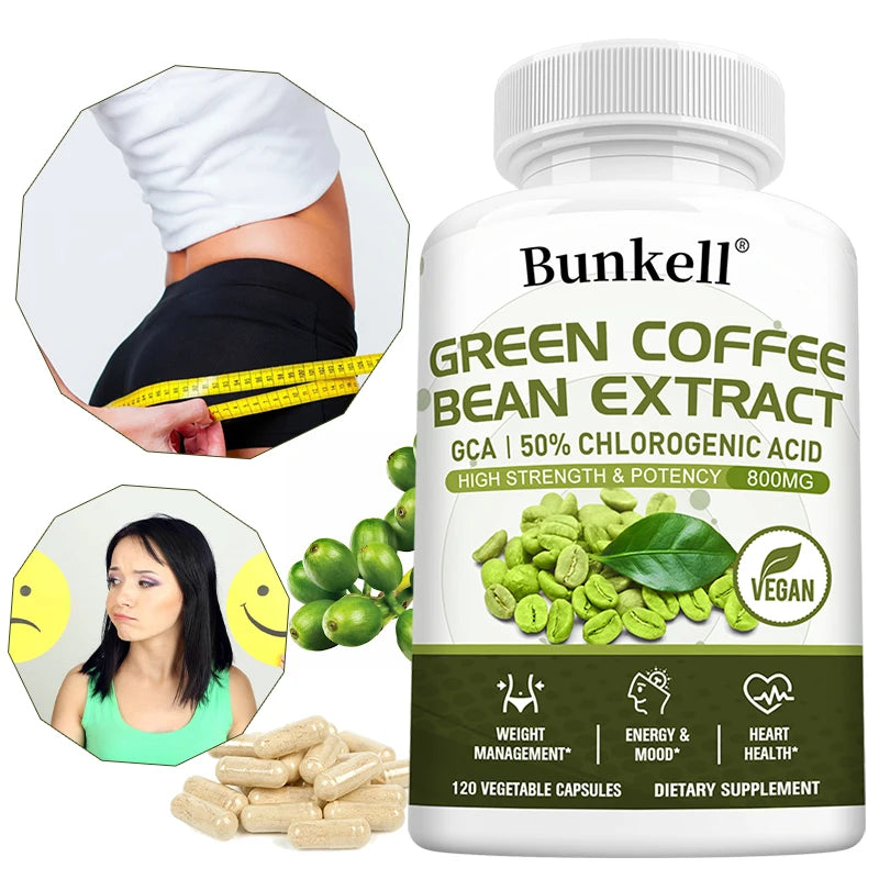 Green Coffee Bean Extract Capsules, Antioxidant, Support Metabolism & Daily Energy, Digestive & Cardiovascular Wellness