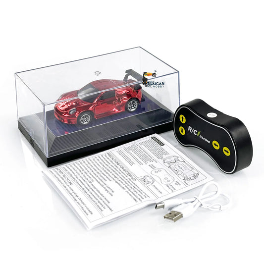Mini Toy 1/43 Scale RC Racing Difting Car 2.4G RTR with LED lights Remote Control Electric High Speed Car Model Gifts for Boys