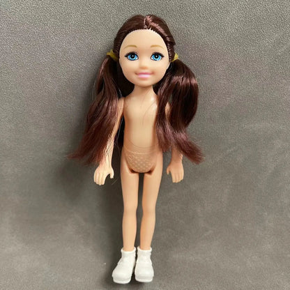 15cm BJD Dolls Shoes Multiple Movable Joints 1/12 3D Simulated Eye Dark Skin Hinge Doll Girl's DIY Dress Up Birthday Gifts Toys