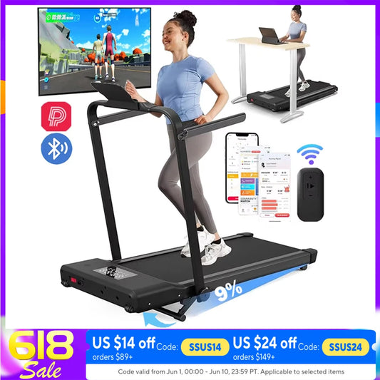 Hot Walking Pad Treadmill with 9% Incline Under-Desk for Home/Office 37.4inch Belt LCD Display Portable Foldable Safety Armrest Merit Sell