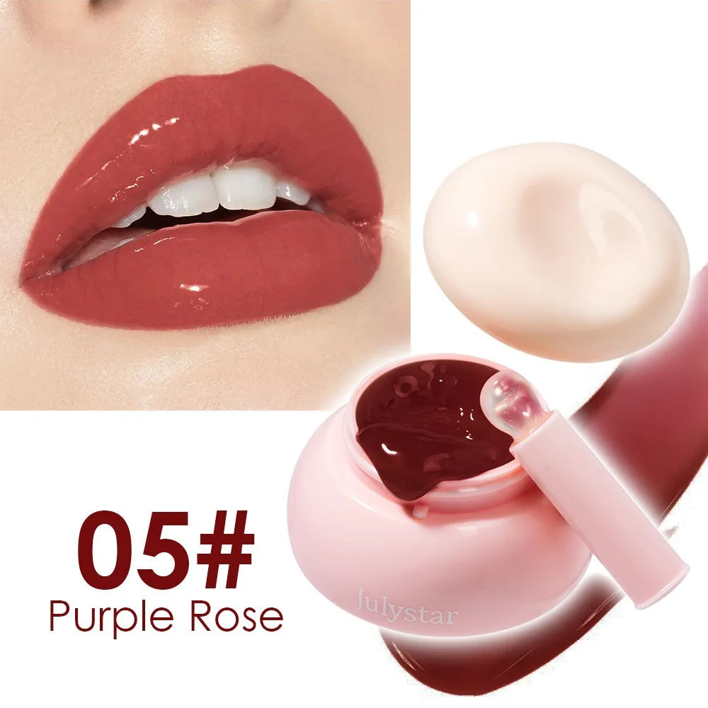 Long-lasting Moisturizing Solid Lip Jelly Red Tinted Lip & Cheek Jam Lip Balm Smooth Gloss Jelly LipGloss Water Light Lipsticks