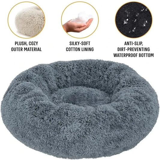 Round Dog Bed Winter Warm Cat Bed Plush Basket for Dog Washable Pet Bed for Small Medium Large Dog Sofa Cat - Merit Sell