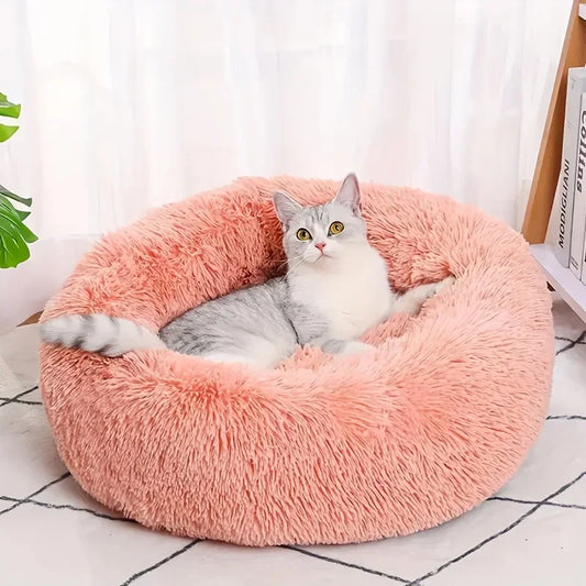 40-60cm Home Plush Pet Nest Super Soft Warm Detachable and Washable Round Pet Bed For Dog and Cat House Winter Warm Sleeping