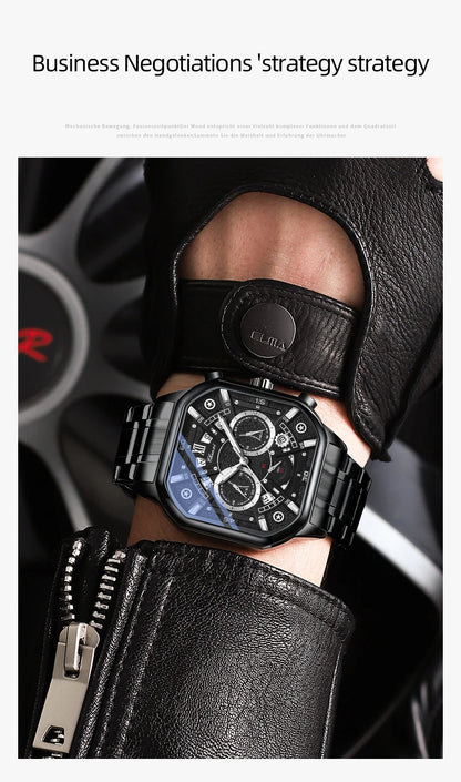 CHENXI High Quality Multifunctional Business Leisure Watches For Man Square Dial Leather Strap Quartz Wristwatches Clock Gifts