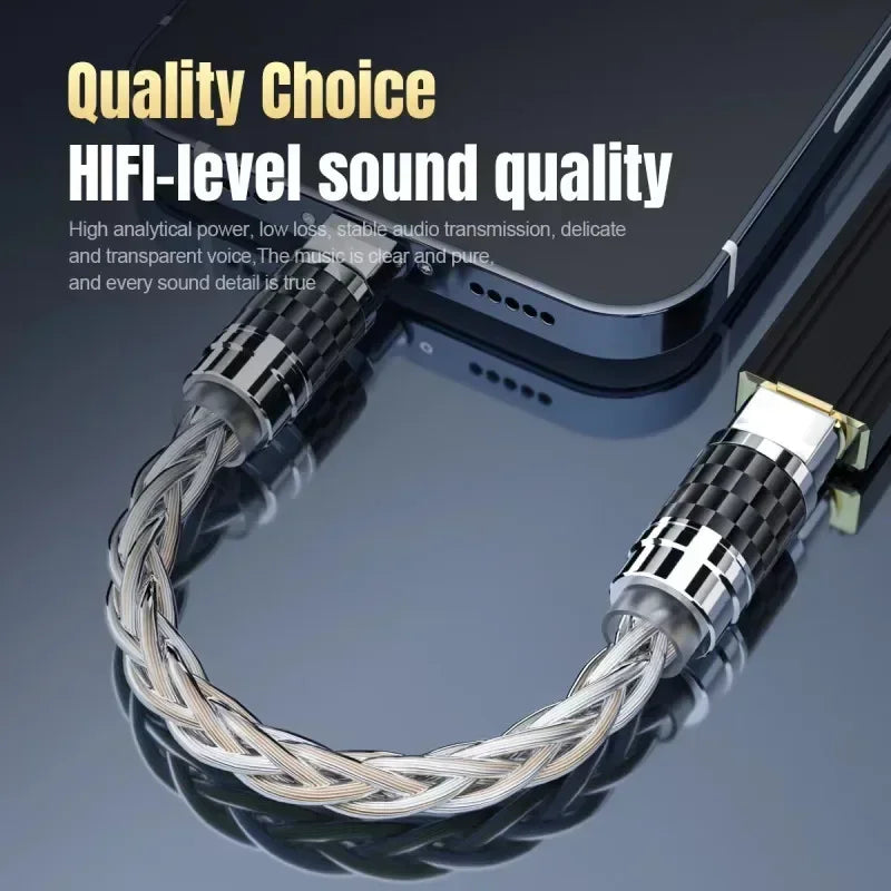Hifi OTG Audio Converter Type C Micro USB Headphone Adapter 4N Pure Silver Wire Amplifier Sound Card USB C Data Cable Converters