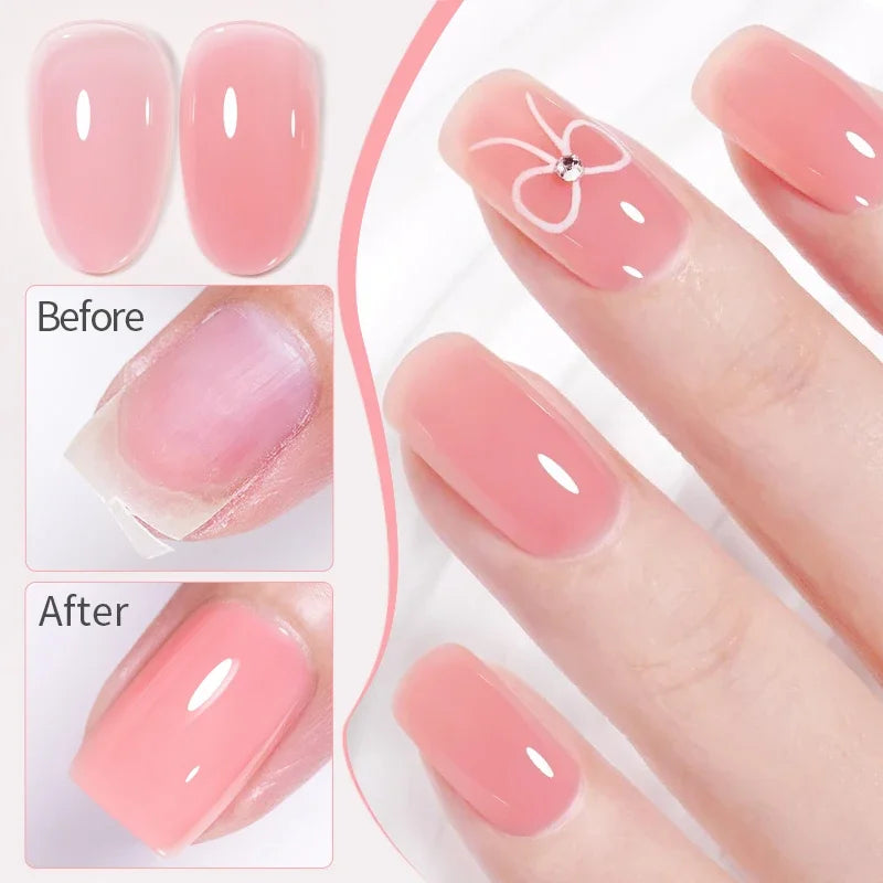 AWStorG 15ML Fiber Builder Nail Gel In A Bottle UV Semi Permanent Clear Pink Nail Strengthener Extension Construction Gel