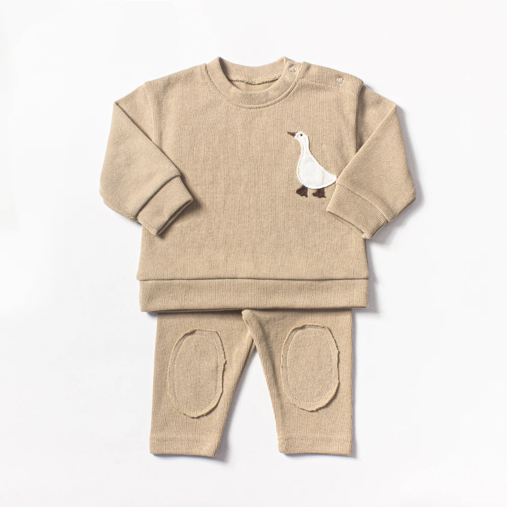 2024 Spring Baby Boys Clothes Cute Organic Cotton Sets Girls Long Sleeve Casual Sweatshirt+Pants 2pcs Kids Clothes Sports Suit
