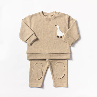 2024 Spring Baby Boys Clothes Cute Organic Cotton Sets Girls Long Sleeve Casual Sweatshirt+Pants 2pcs Kids Clothes Sports Suit