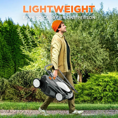 Litheli 16 Inch Lawn Mower 2x20V Electric Coreless Lawn Mower Lightweight Push Mower with 6-Position Height Adjustment, 2 X 4.0A