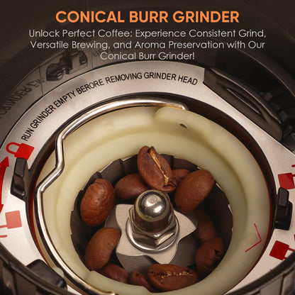 BioloMix Electric Conical Burr Coffee Grinder with Removable Holder,with 48 Grind Settings Adjustable,for Espresso Coffee