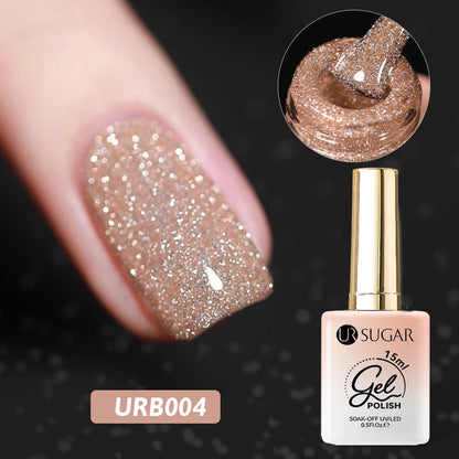 UR SUGAR 15ml Champagne Gold Reflective Glitter Gel Nail Polish Soak Off  Semi Permanent UV Gel Varnish For Summer Manicure Nail