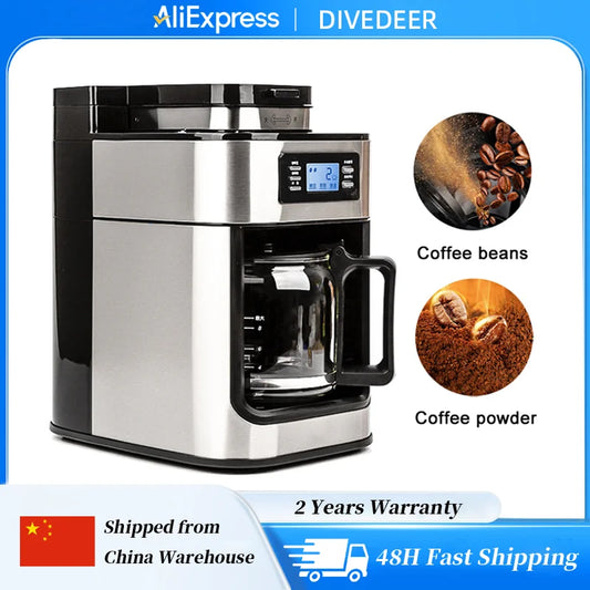 DIVEDEER automatic coffee machine grinder Home office American small grinder one American drip coffee pot